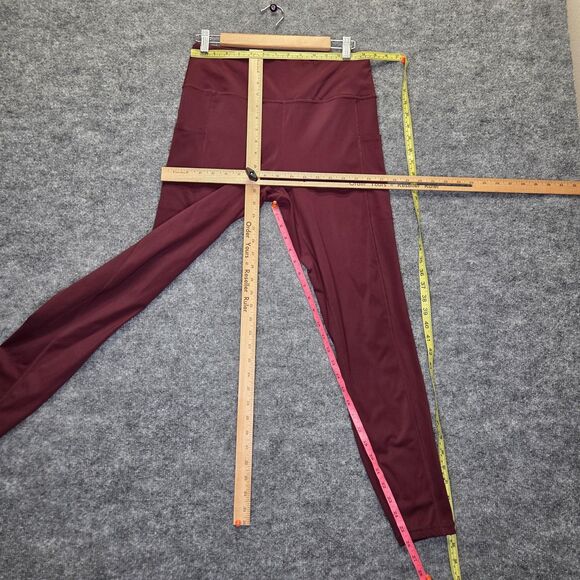 OUGES Leggings Womens XL Burgundy High Waisted Yoga Pants Pockets Athletic Gym - Picture 4 of 7